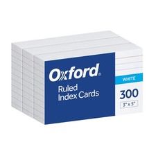 Oxford Ruled Index Cards, 3" x 5", White, Lined 3 X 5 in, White