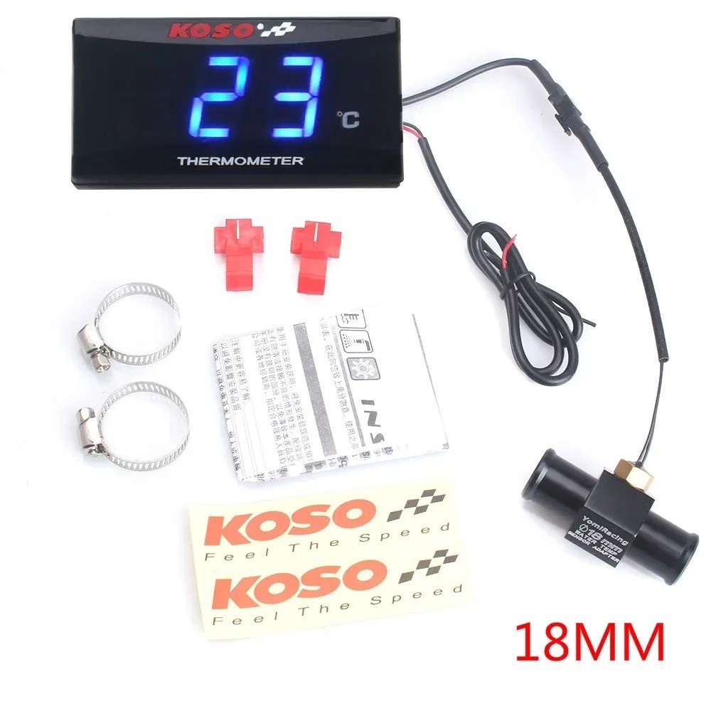 Termometro KOSO Indicatore Temperatura Acqua Sensore Moto + RACCORDO TUBO 18mm