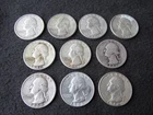 Lot of 10 Washington Silver Quarters
