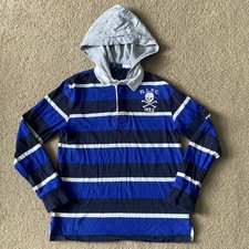 Boys Polo Ralph Lauren Long Sleeve Hooded Shirt Size L 14/16 Striped