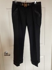 Vintage Roberto Cavalli Black Pants Gold Belt Women  s Size IT 44 Made In Italy