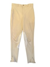 Tuff Rider Riding Breeches Children 16 Front Zip Knee Patch Tan Beige Ribbed