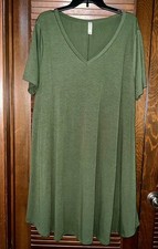 NEW Size 3X from Zenana Premium - GREEN T-SHIRT DRESS - V-neck, Short Sleeves