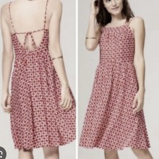 LOFT Ann Taylor Red White Pinwheel Strappy A Line Midi Tie Back Dress Size 6