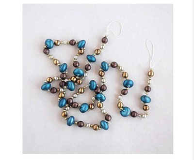 Creative Co-Op 72'' L Glass Garland in Box, Blue & Gold Finish