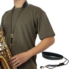 Saxophone Strap Alto Tenor Sopra Adjustable Length Cowhide Genuine Leather