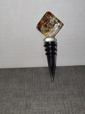 Murano Wine Bottle Stopper Colorful Diamond Pattern-Read