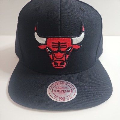Chicago Bulls Mitchell & Ness SnapBack Hat Cap Basketball Black Wool Flat Bill