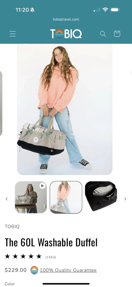 Bolsa de viagem Tobiq 60L preta lavável para viagem fácil cuidado (Badlands) nova com etiquetas - Imagem 3 de 4