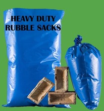 Blue Rubble Bags for Building Waste Strong Plastic Refuse Sacks Site Cleanup Use