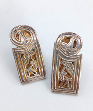 Solid Sterling Silver Egyptian Earrings Hieroglyphic 925 Ibis Statement Studs