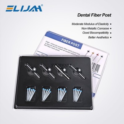 Dental Thread Fiber Post Set 20 pcs Screw Fiber Posts & 4 Drills Kits 1.2-1.8mm 