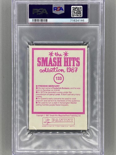1987 Panini #133 Freddie Mercury Smash Hits Collection PSA 5 - Pop 1 (Music) - Picture 2 of 2