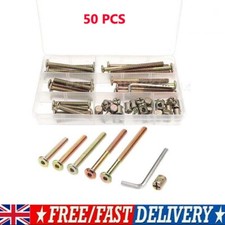 50PCS Cot Bed Furniture Connecting Bolts Barrel Nut M6 Alan Allen Key Screw Set~