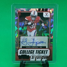 2021 Contenders SHANE SIMPSON #322 COLLEGE TICKET CRACKED ICE AUTO SSP #/23