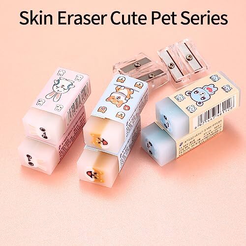 M&G 6-Piece Cute Macaron Erasers - Rectangular Fun Erasers For School, Office, Gifts
