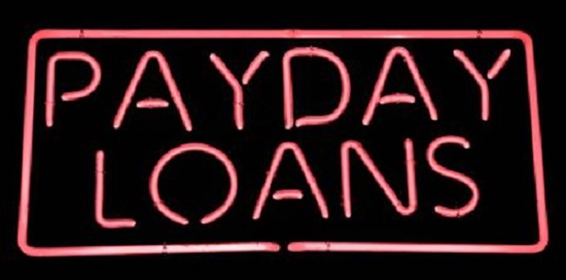 Payday Loans 20" Neon Lamp Sign Light Real Glass Hanging Wall Window Decor