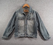 URBAN JEANS Retro Unisex Distressed Denim Short Western Trucker Jacket - L