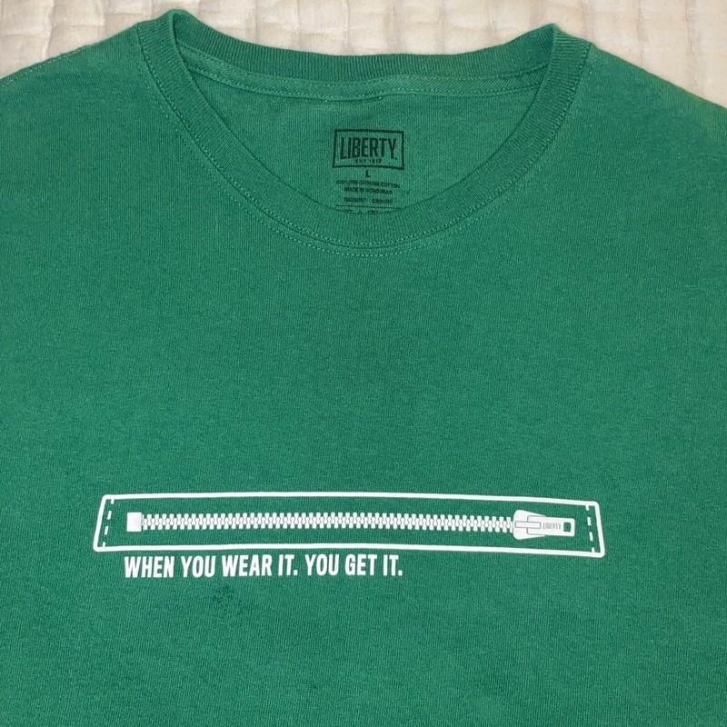 Liberty Overalls T Shirt Jeans Green Large Short Sleeve Country Advertisement