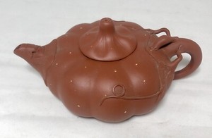 Antique/ Vintage ￼Republic era Artist Yin HongFung Yixing Pumpkin Teapot, Unused