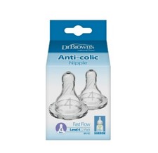 Dr Browns Natural Flow Standard Silicone Bottle Nipples 2 Pack Clear Level 4-9m 