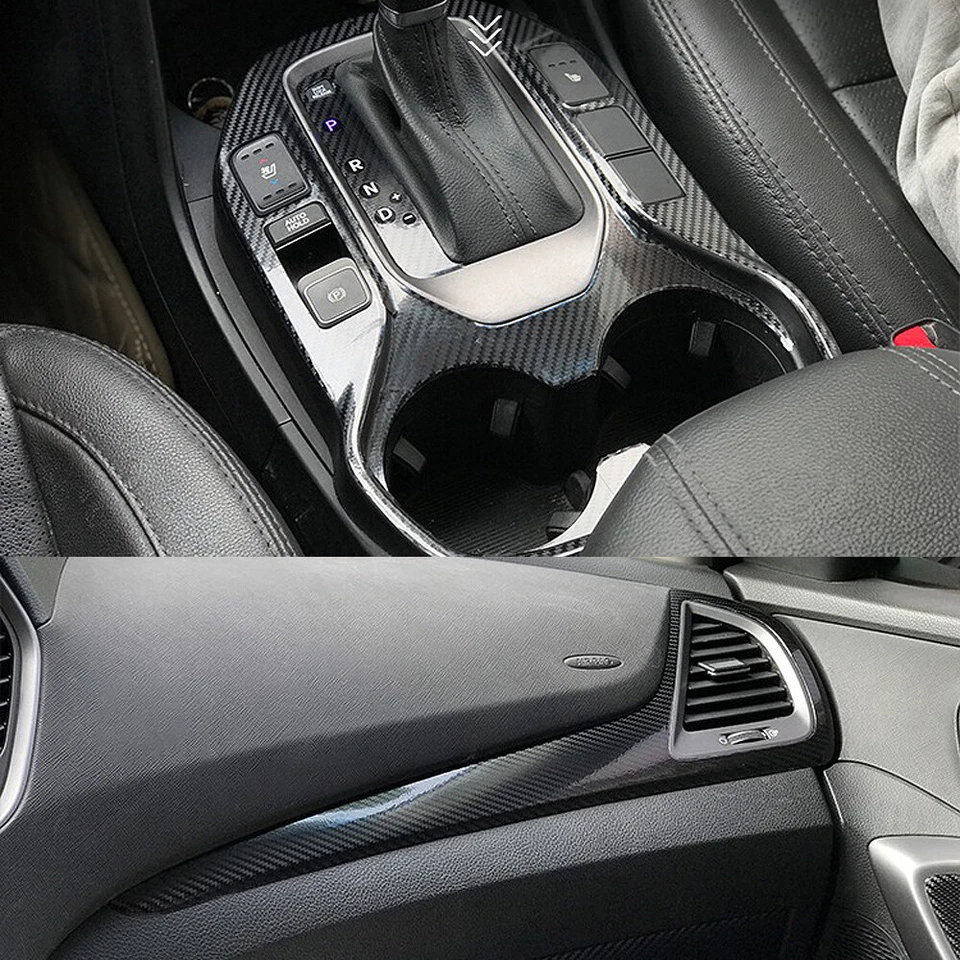For Hyundai Santa Fe 2013-2018 3D Carbon Fiber Pattern Interior DIY Trim Decals Foto 4 de 4