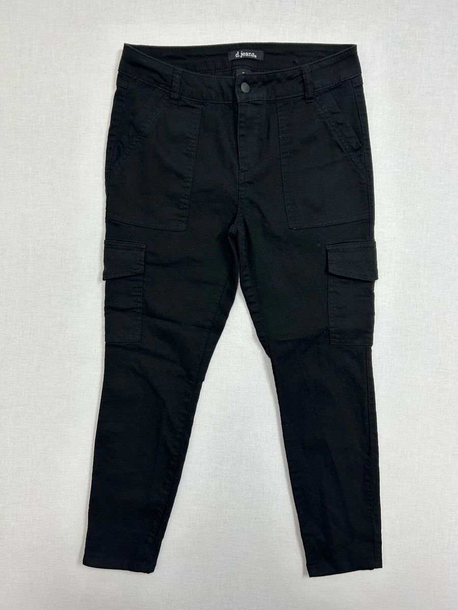 D jeans cargo pants size 8 women black dark wash mid rise canvas