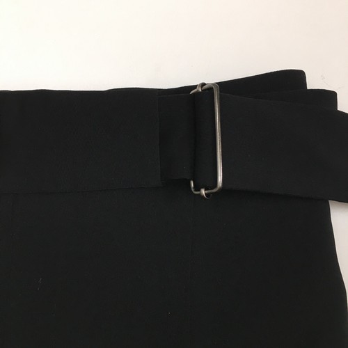 BEBE Womens sz 4 Black High Slit Cut Out Flare Legs Opposite Sides Belted Pant - Picture 7 of 16