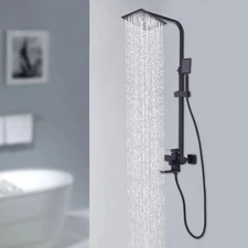 Shower Faucet Set w/Mixer Valve Kit Rainfall Shower Head Combo System Wall Mount