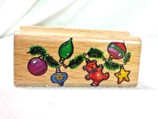 StampCraft Rubber Stamp Small Decorations Border Wood Mount Christmas 2" x 1"