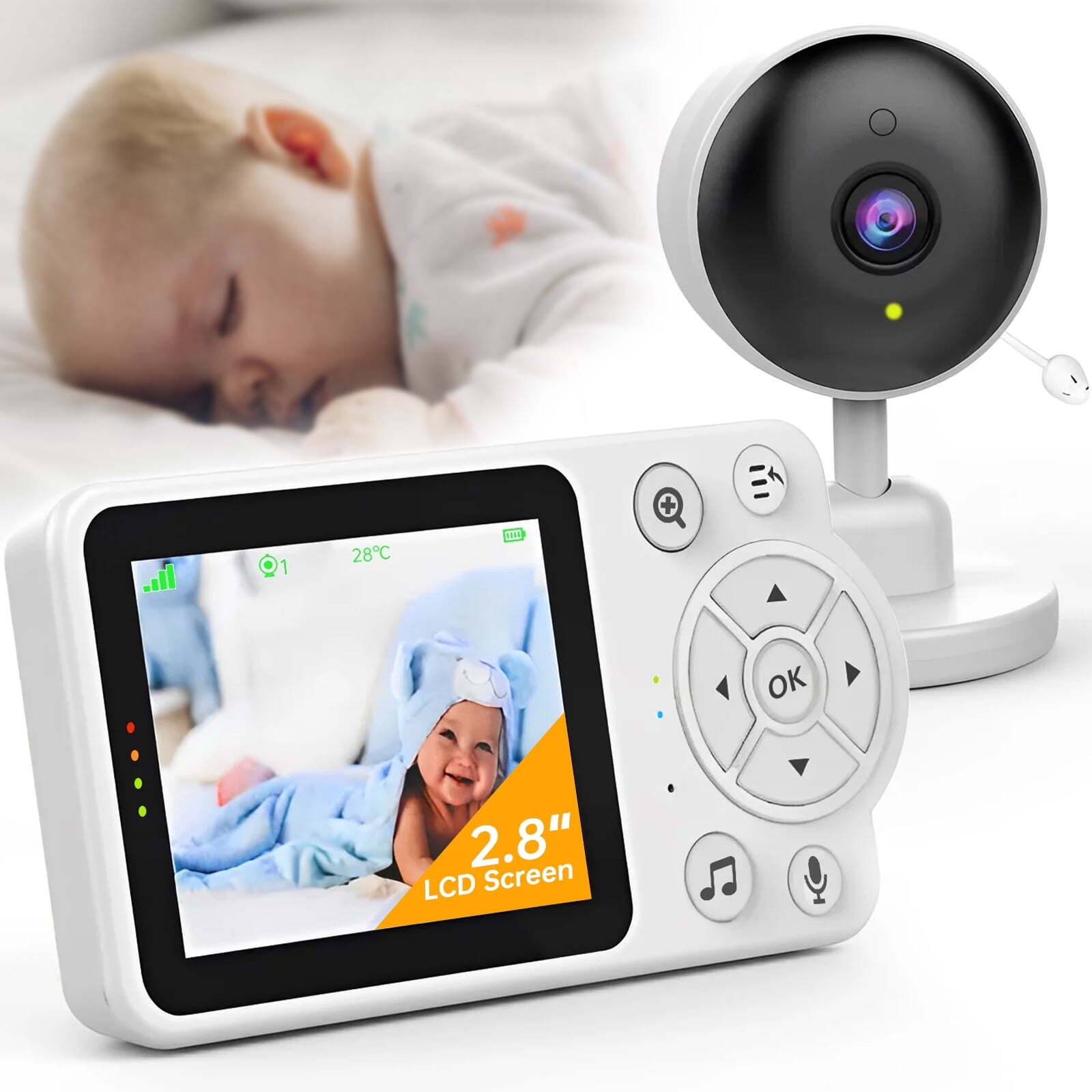 Baby Monitor with Camera and Audio, Video Baby Monitor, Night Vision, 2-Way Talk-image