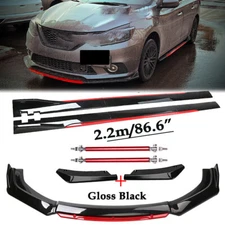 Front Bumper Lip Spoiler Splitter Side Skirt Glossy  For Infiniti Q70 Q70L