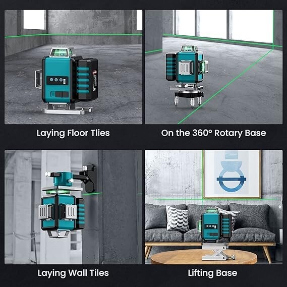 Nivel láser, herramienta de nivelación automática electrónica verde de 16 líneas