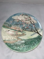 Vintage Byron Molds Spring Wall Art Plate Ceramic 12.75” Hand Painted Home Decor