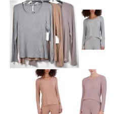 Steve Madden Ribbed Long Sleeve Sleep Tee Top Lounge Choose Size Color New