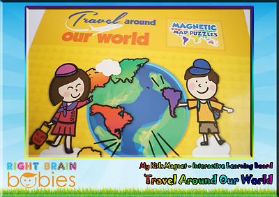 Travel Around Our World Map Magnetic Board Shichida Montessori Interactive skill