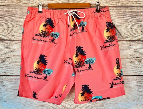 Nautica Swim Trunk Shorts Mens Size XL Coral Island Print Performance 7" New - Photo 1/3