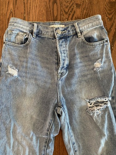 PACSUN High rise straight leg Light Mom Jeans Ripped Denim Destroyed Size 25 - Picture 2 of 4