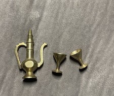 Vintage Miniature Copper Brass Tea Pot Set Dollhouse Kettle