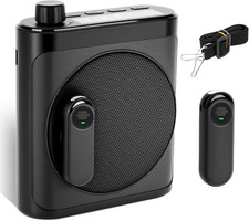Portable Voice Amplifier with 2 Wireless Mic Magnetic Lavalier, Portable Voice