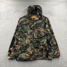 Vintage 90s Trail Crest Hunting Camo Fleece Hoodie Sweatshirt Camouflage Sz L