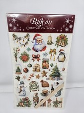Christmas Rub-on Transfer Stickers 3 Sheets Use for Fabric Paper Wood Chips DIY