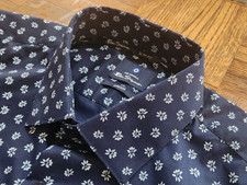 BEN SHERMAN SHIRT Men's 16-16.5 x 34/35 SLIM Stretch, NAVY Blue Floral, 118 NEW