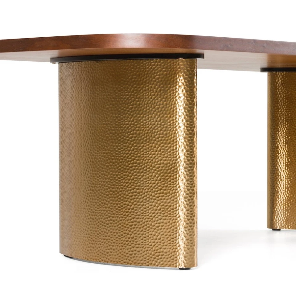 Modrest Marjorie - Modern Walnut + Brushed Gold Rectangular Dining Table - Image 3 of 4