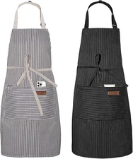 2 Pack Apron, Cooking Kitchen Aprons, Adjustable Bib Apron with 2 Pockets