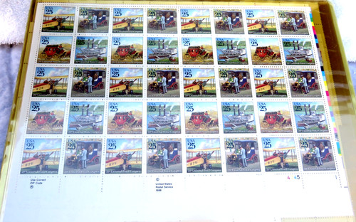 1989 25¢ - Classic Mail Transport-Scott #2434 Full Pane of 40 Stamps-Face $10.00
