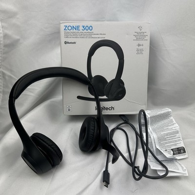 Logitech Zone 300 Wireless Bluetooth Headset On-Ear Boom Mikrofon Schwarz für PC