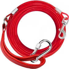 Heavy Duty Dog Leash - Chew Proof Tie Out Cable with Carabiner, 10/20/30/50 Ft, 