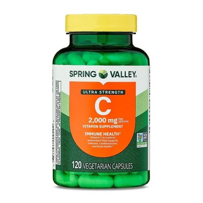 2000mg Vitamin C Supplement Capsules 120 Count for Immune Support Ultra Strength