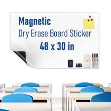 Magnetic Whiteboard Sticker Dry Erase Board for Wall - Adhesive Backing 48" x...